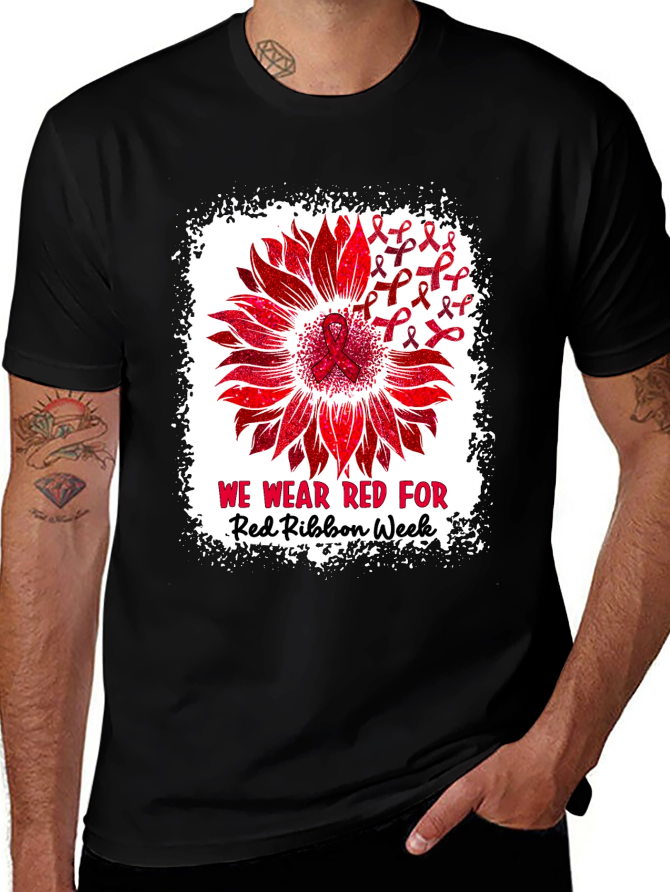 Red Ribbon Week Sunflower T-Shirt