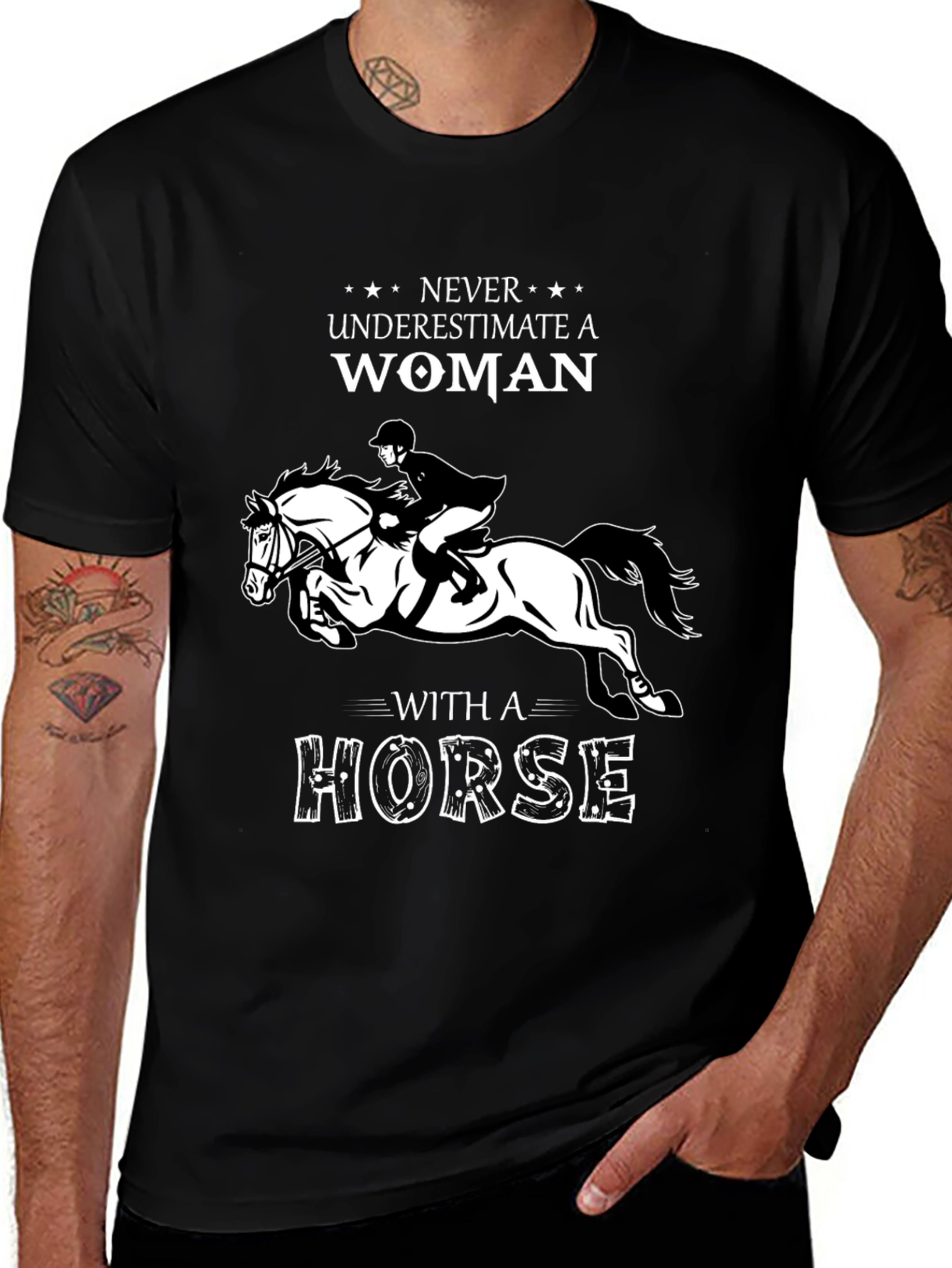 Variant 20 of Horse Lover Graphic Tee - Never Underestimate Woman With A Horse
