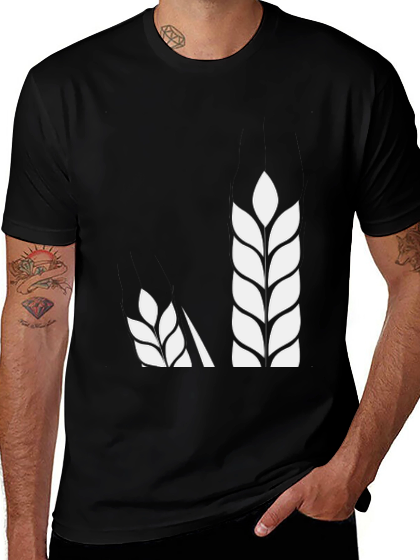Variant 16 of Wheat Stalk Graphic Tee - Soft Cotton Black T-Shirt