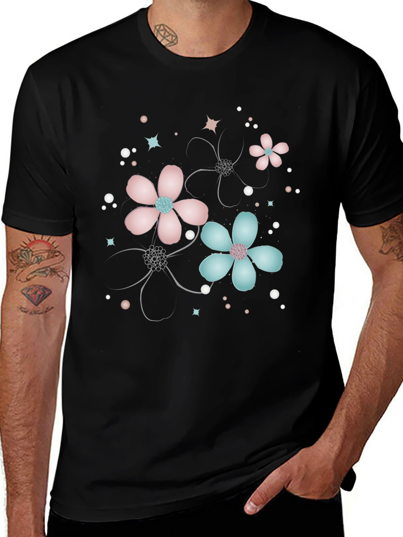 Variant 20 of Floral Graphic Black T-Shirt