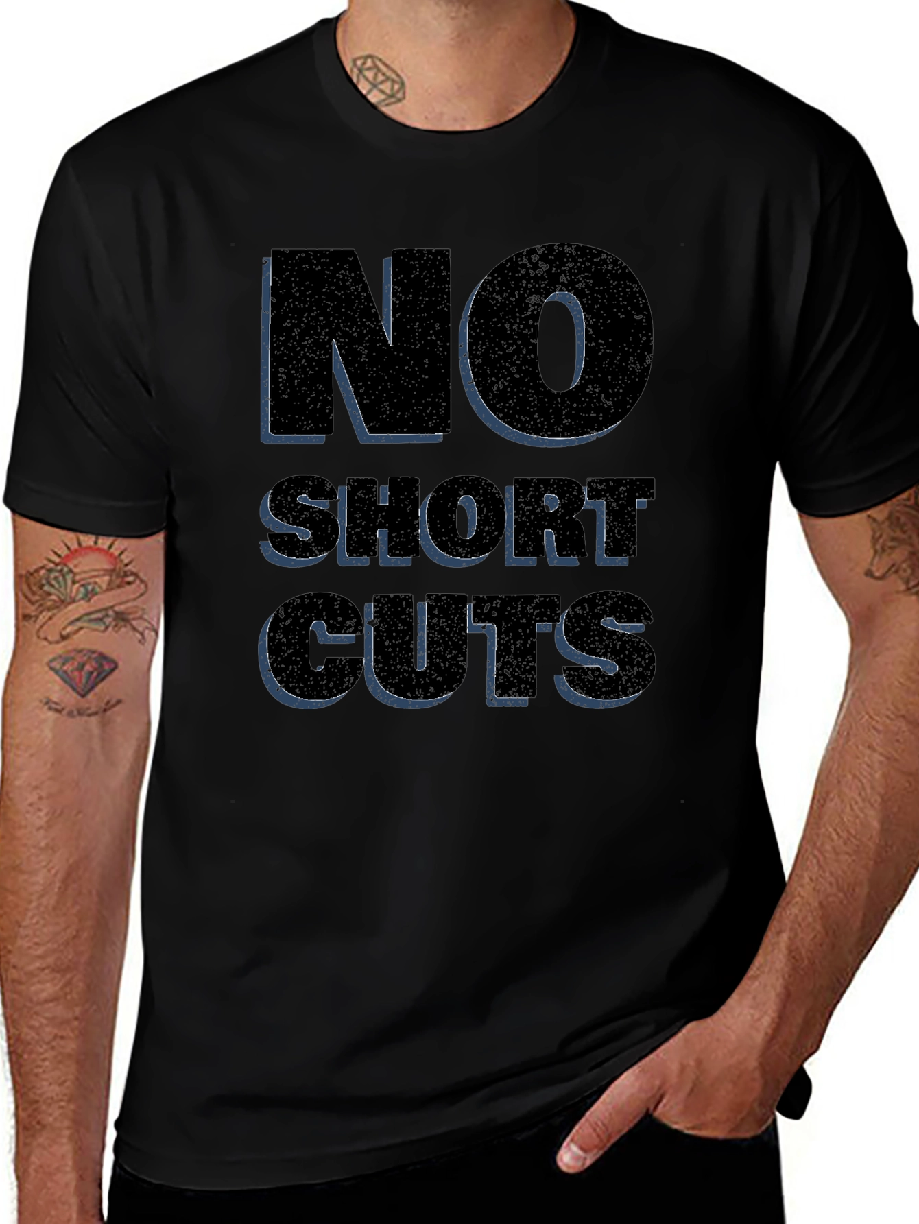 Variant 14 of No Shortcuts Graphic Tee - Black Casual T-Shirt
