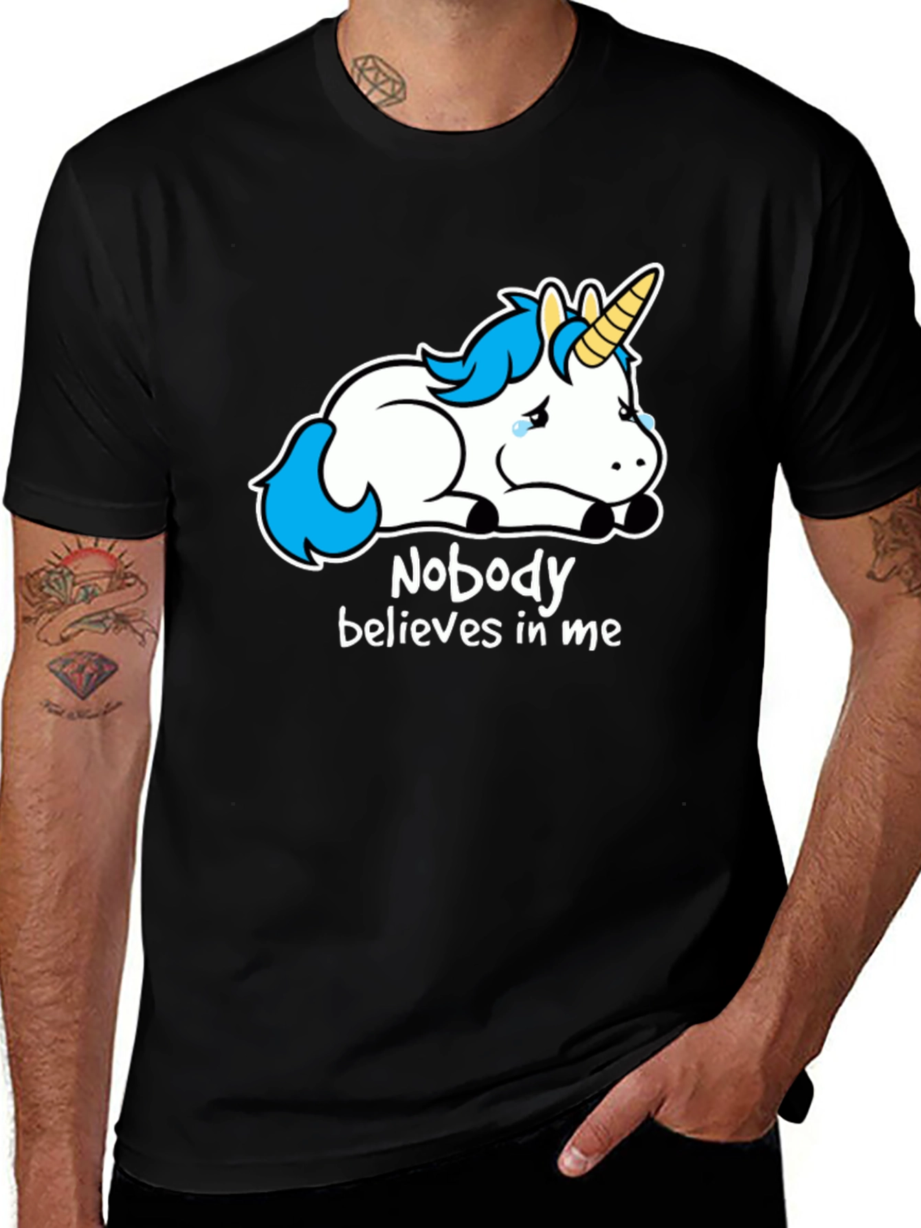 Variant 19 of Sad Unicorn T-Shirt - Nobody Believes in Me