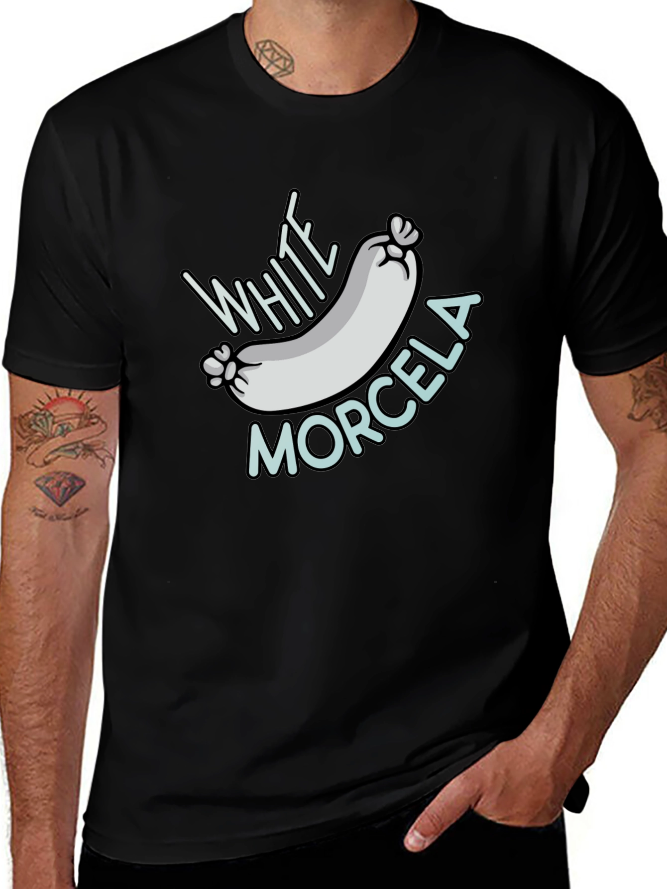 White Morcela T-Shirt - Novelty Foodie Tee