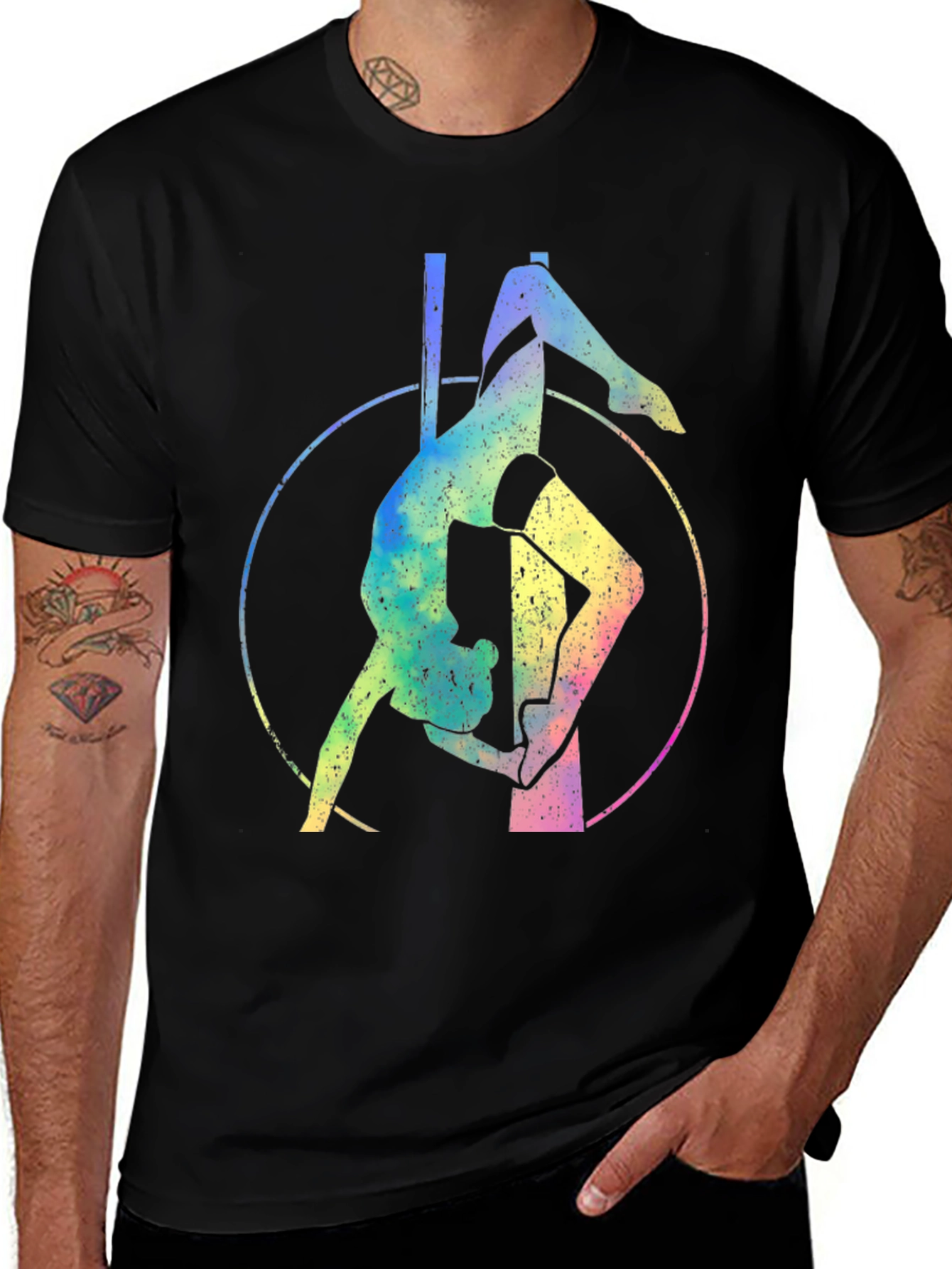 Variant 16 of Pole Dance Rainbow Graphic T-Shirt - Fitness Apparel
