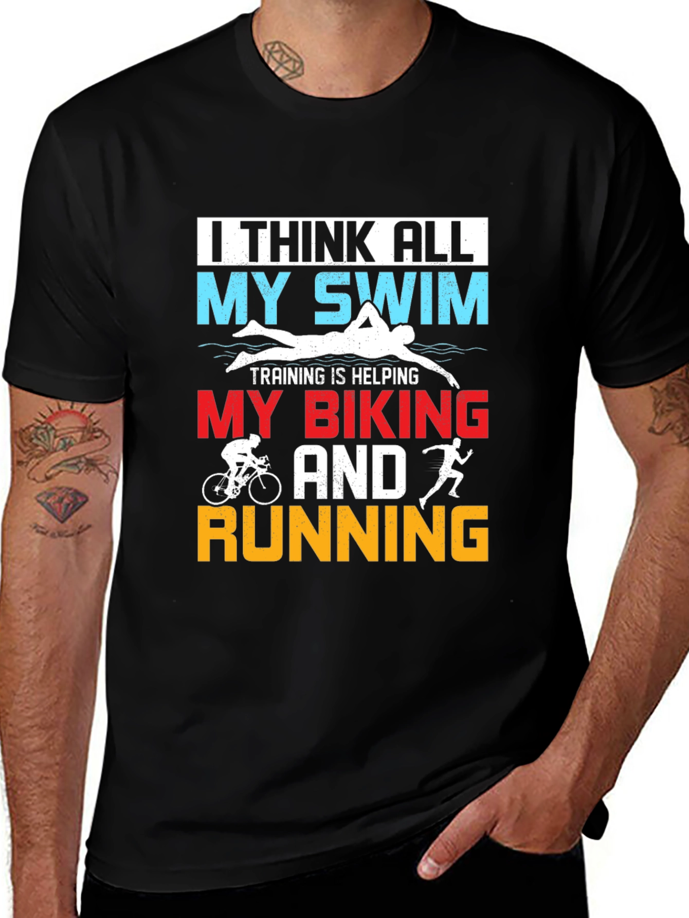Variant 19 of Triathlon Training Tee: Swim Bike Run