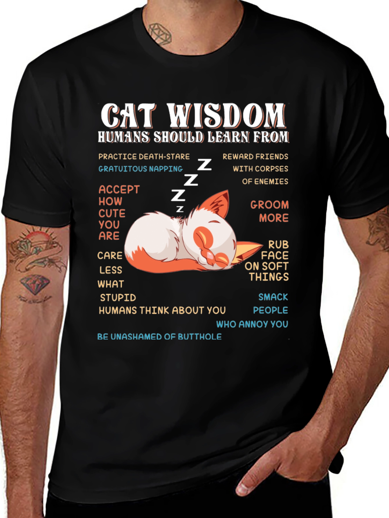 Variant 8 of Cat Wisdom Graphic T-Shirt: Learn from Felines!