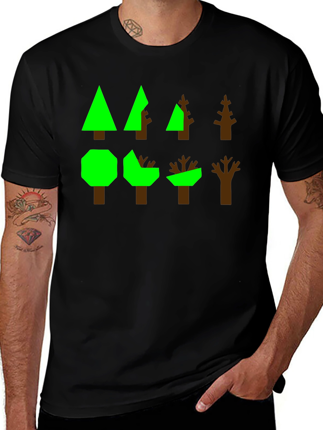Variant 5 of Geometric Trees Graphic Tee - Modern Nature Shirt