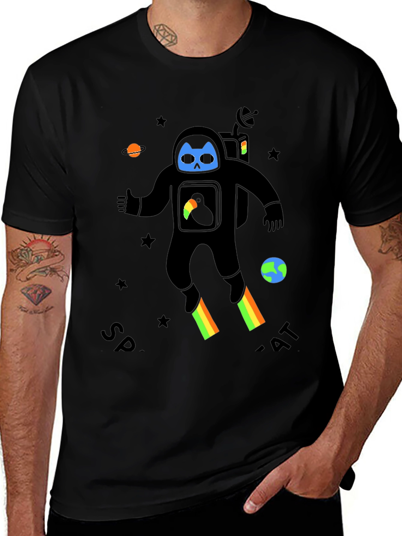 Space Cat T-Shirt - Astronaut Kitty Graphic Tee