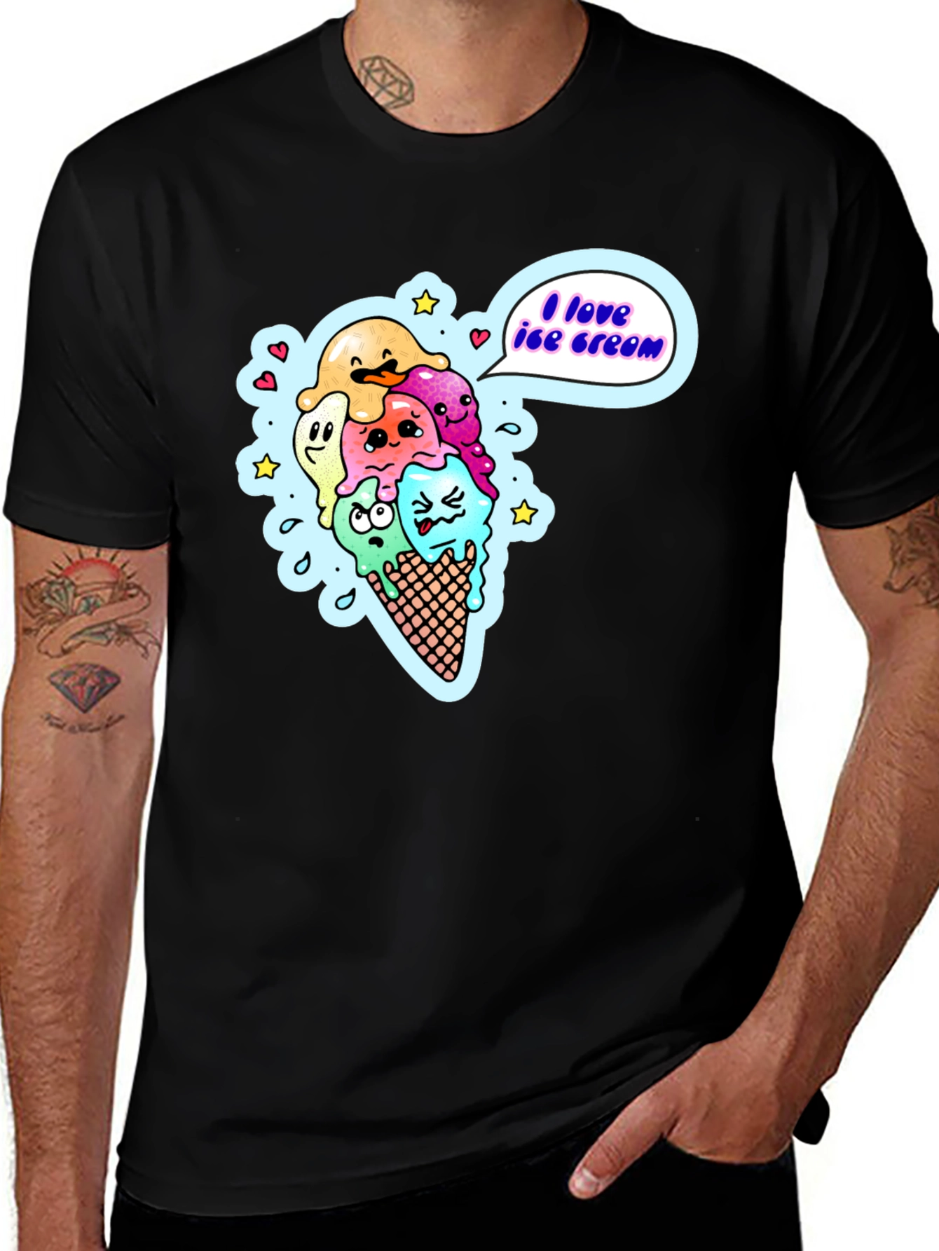Variant 12 of I Love Ice Cream Cartoon T-Shirt