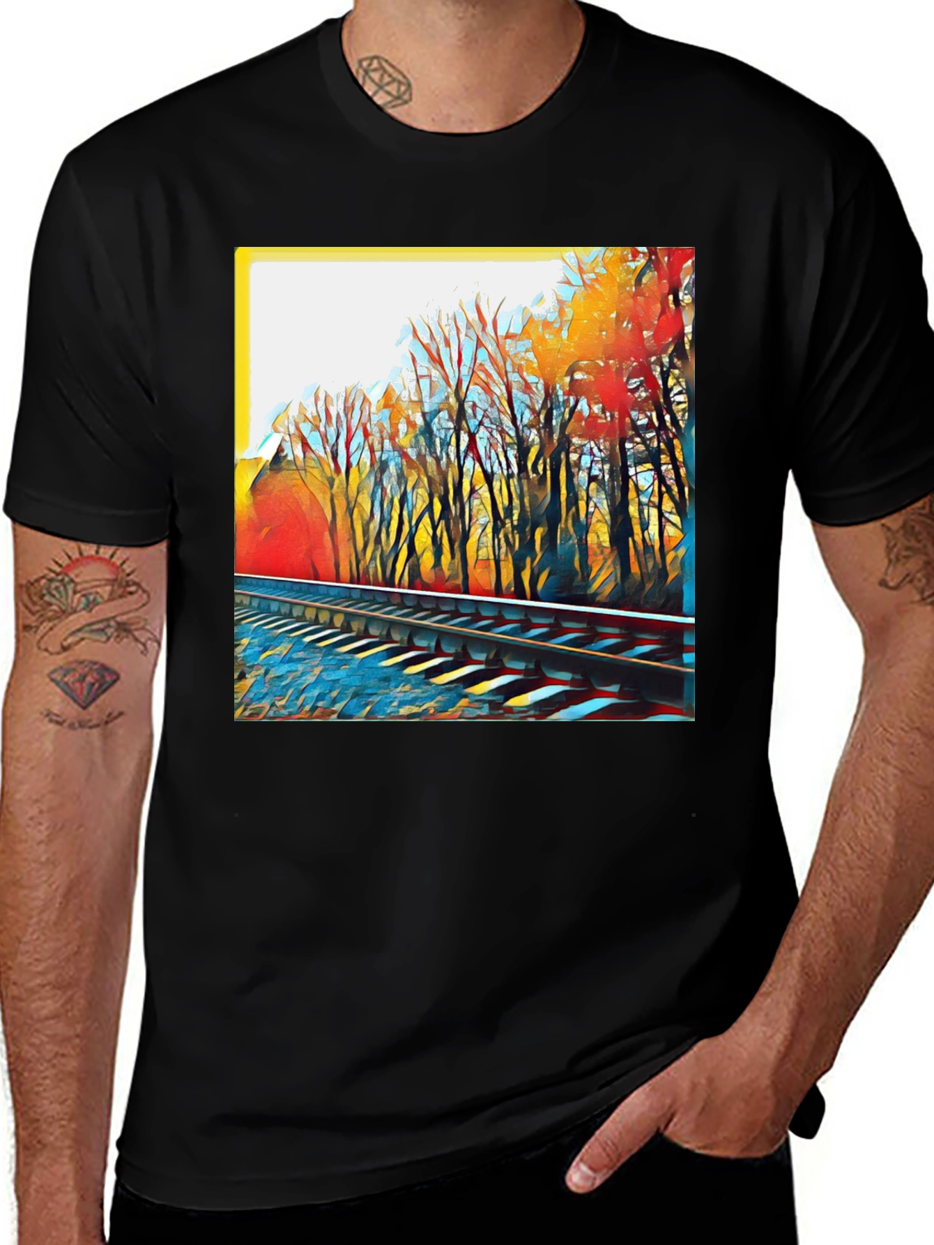 Variant 7 of Fall Colors Train Track Graphic Tee