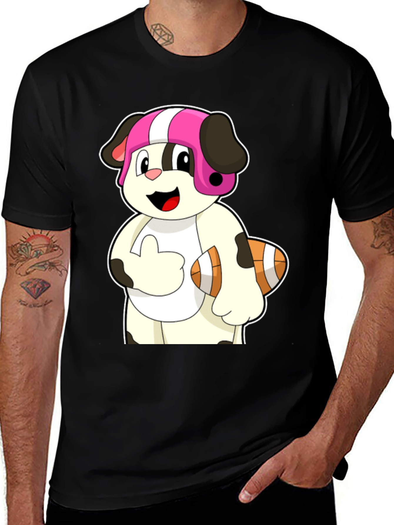 Variant 15 of Dog Football Player Black T-Shirt