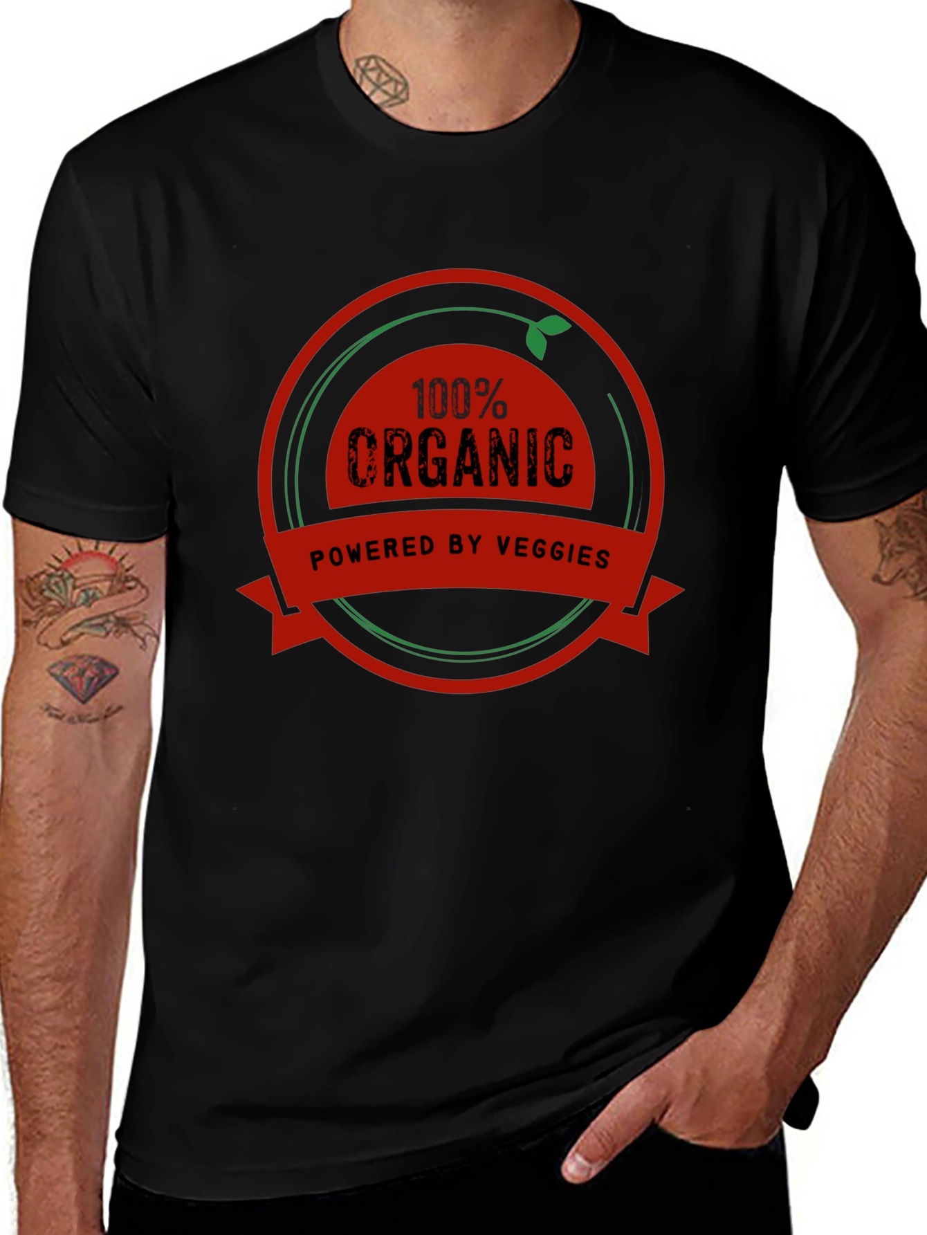 Variant 24 of 100% Organic Powered by Veggies Black T-Shirt