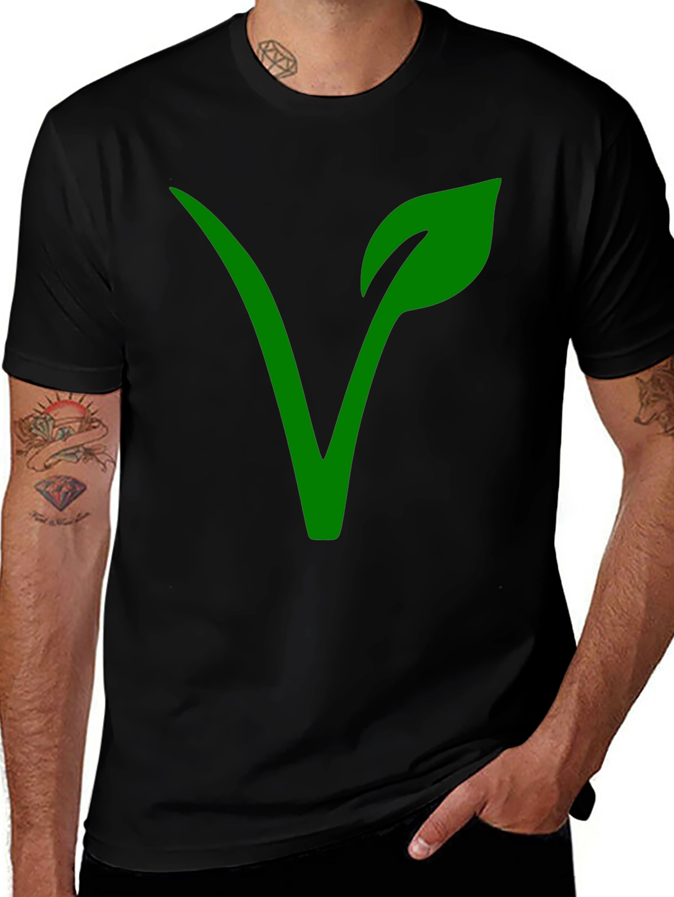 Variant 22 of Vegan Symbol T-Shirt - Green Plant Based Lifestyle Tee