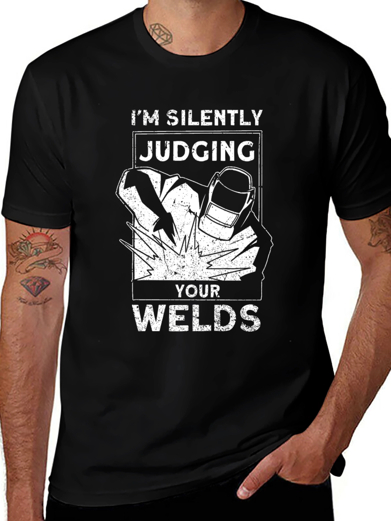 Variant 23 of Welder Humor T-Shirt - Judging Your Welds