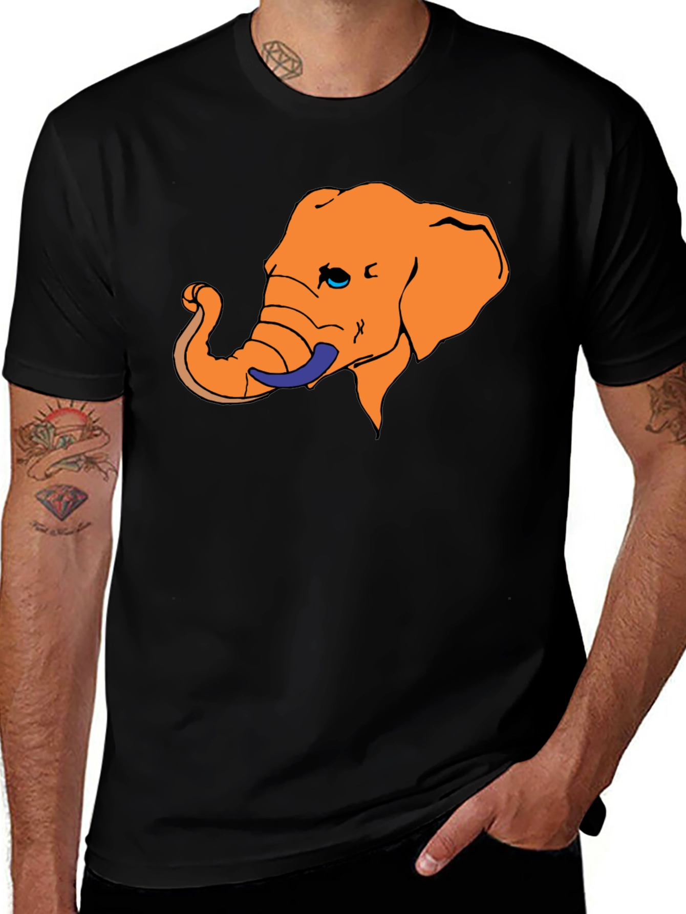 Variant 27 of Elephant Graphic Tee - Unique Orange Design