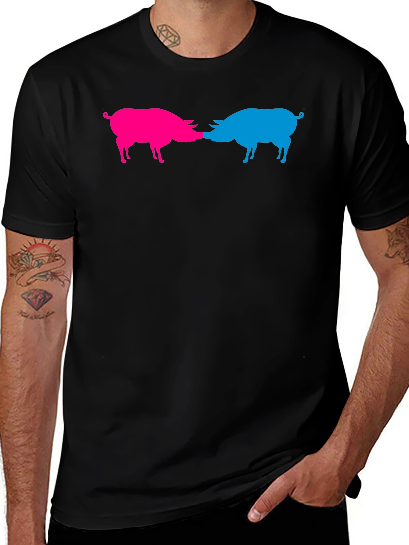 Variant 22 of Pink & Blue Pigs Snout to Snout Graphic Tee
