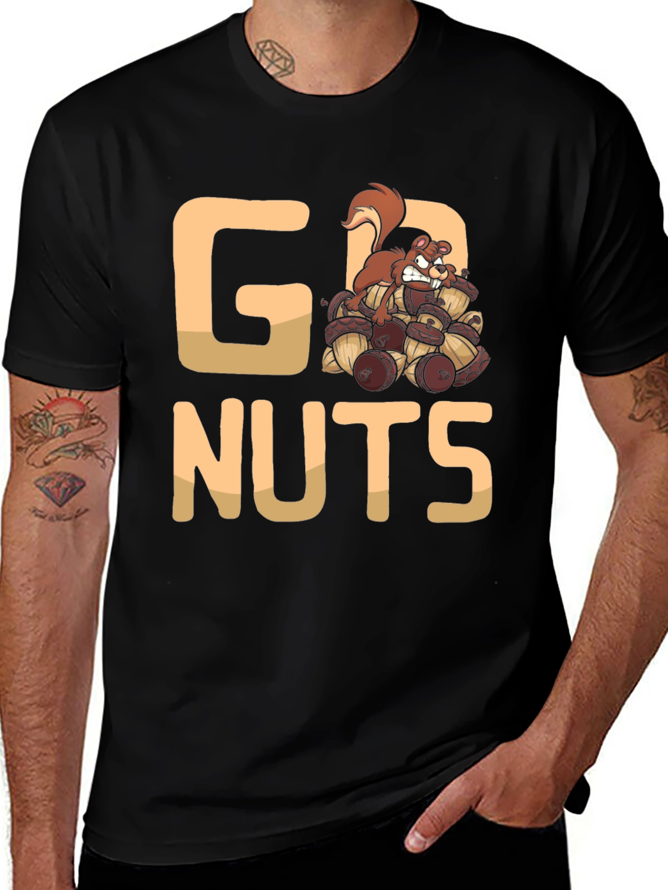 Variant 27 of Go Nuts T-Shirt - Squirrel and Acorns Graphic Tee