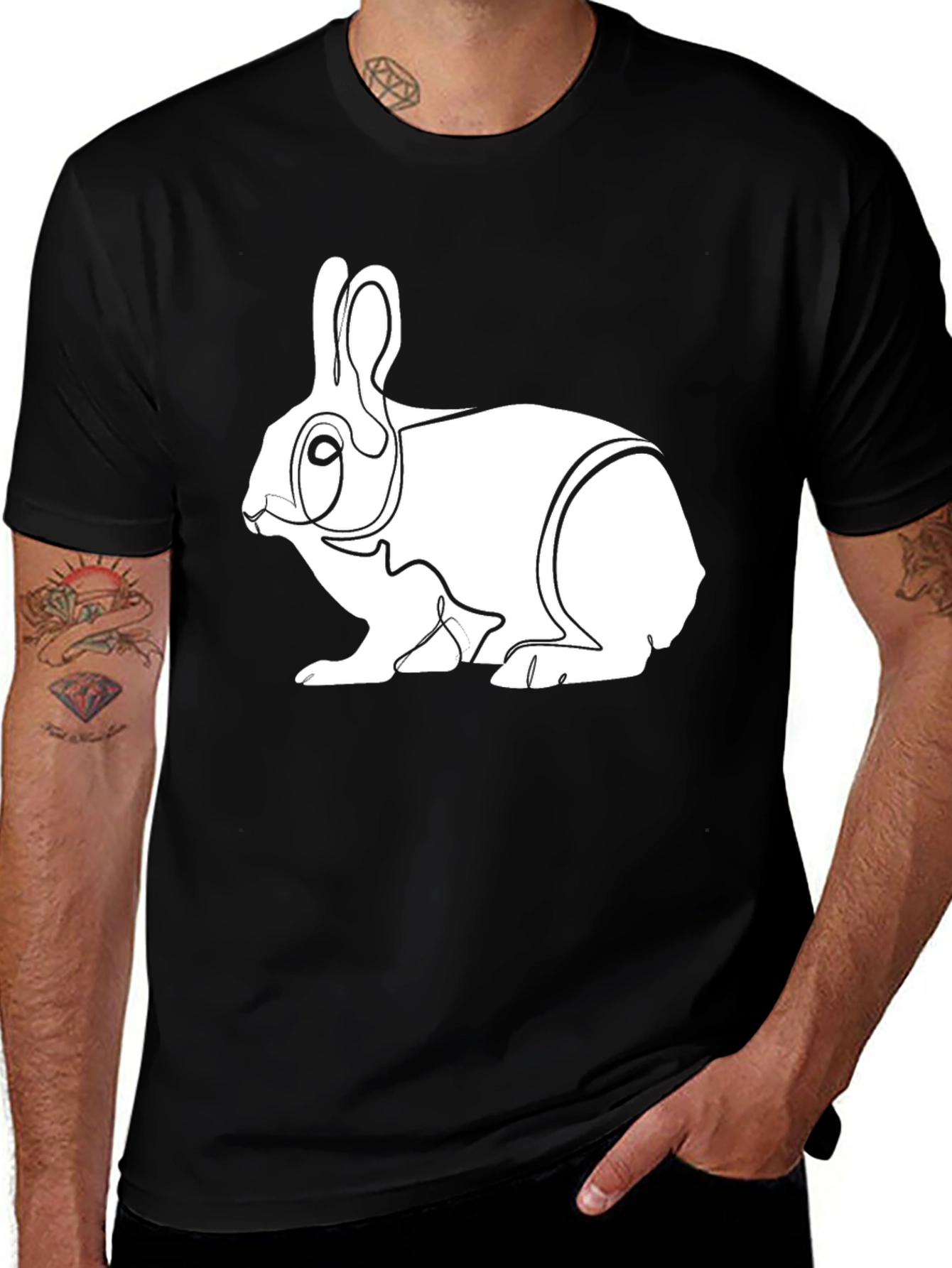 Variant 21 of Rabbit Line Art T-Shirt - Unisex Crew Neck
