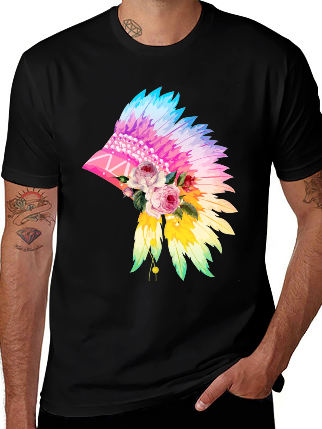Variant 26 of Floral Feather Headdress Graphic Tee
