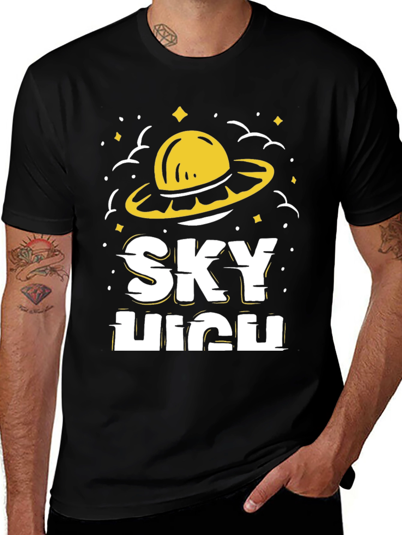 Variant 29 of Sky High Graphic Tee - Funky UFO Design
