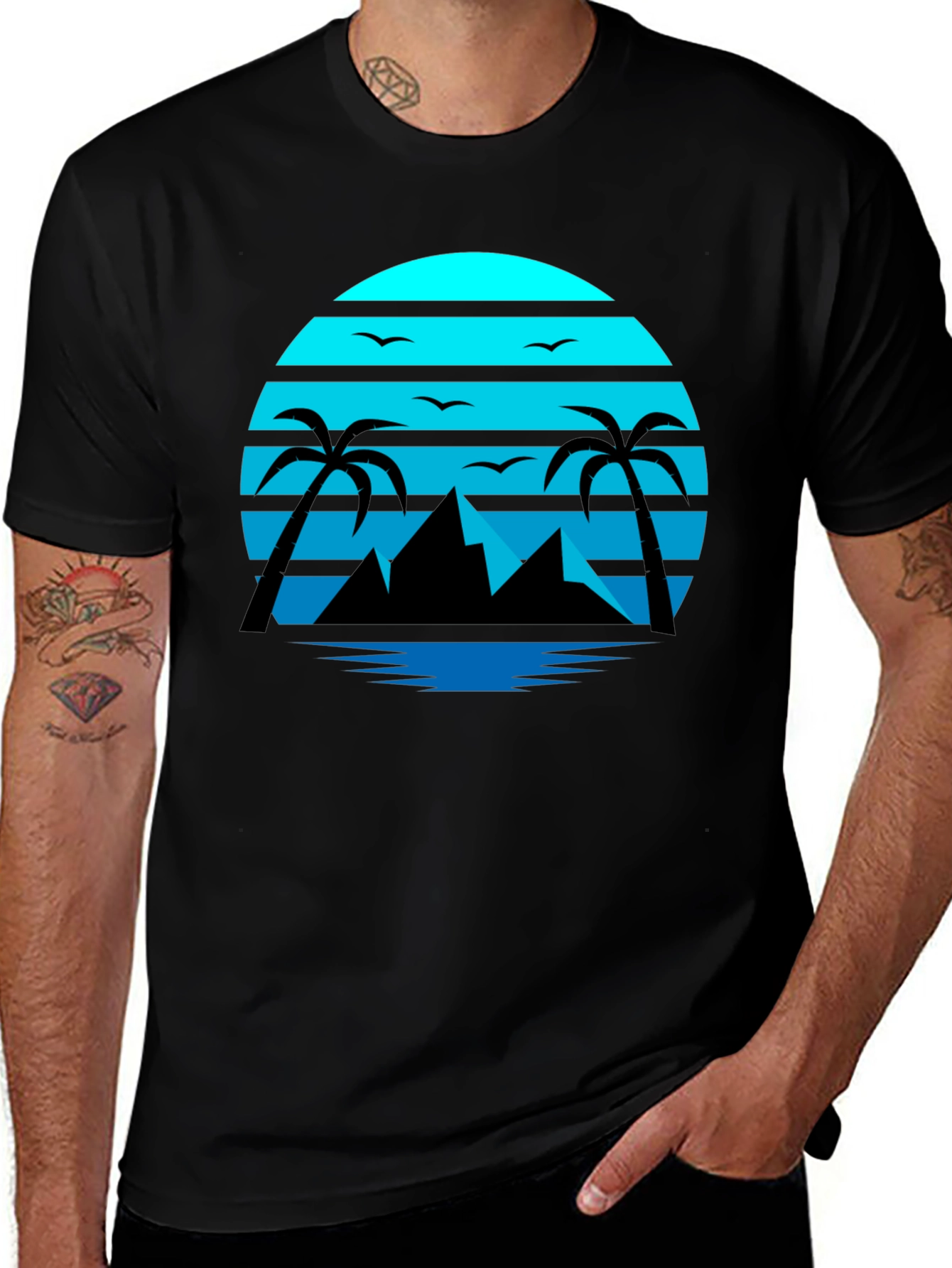 Variant 14 of Tropical Sunset T-Shirt - Black