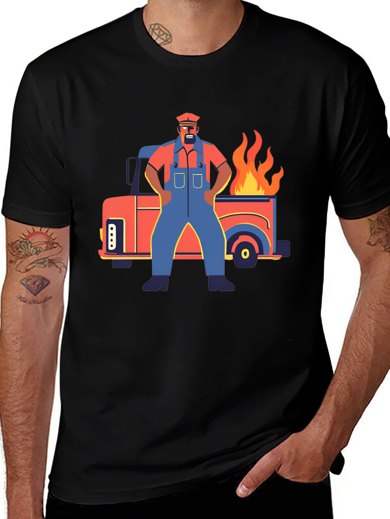 Variant 15 of Cartoon Truck Fire T-Shirt