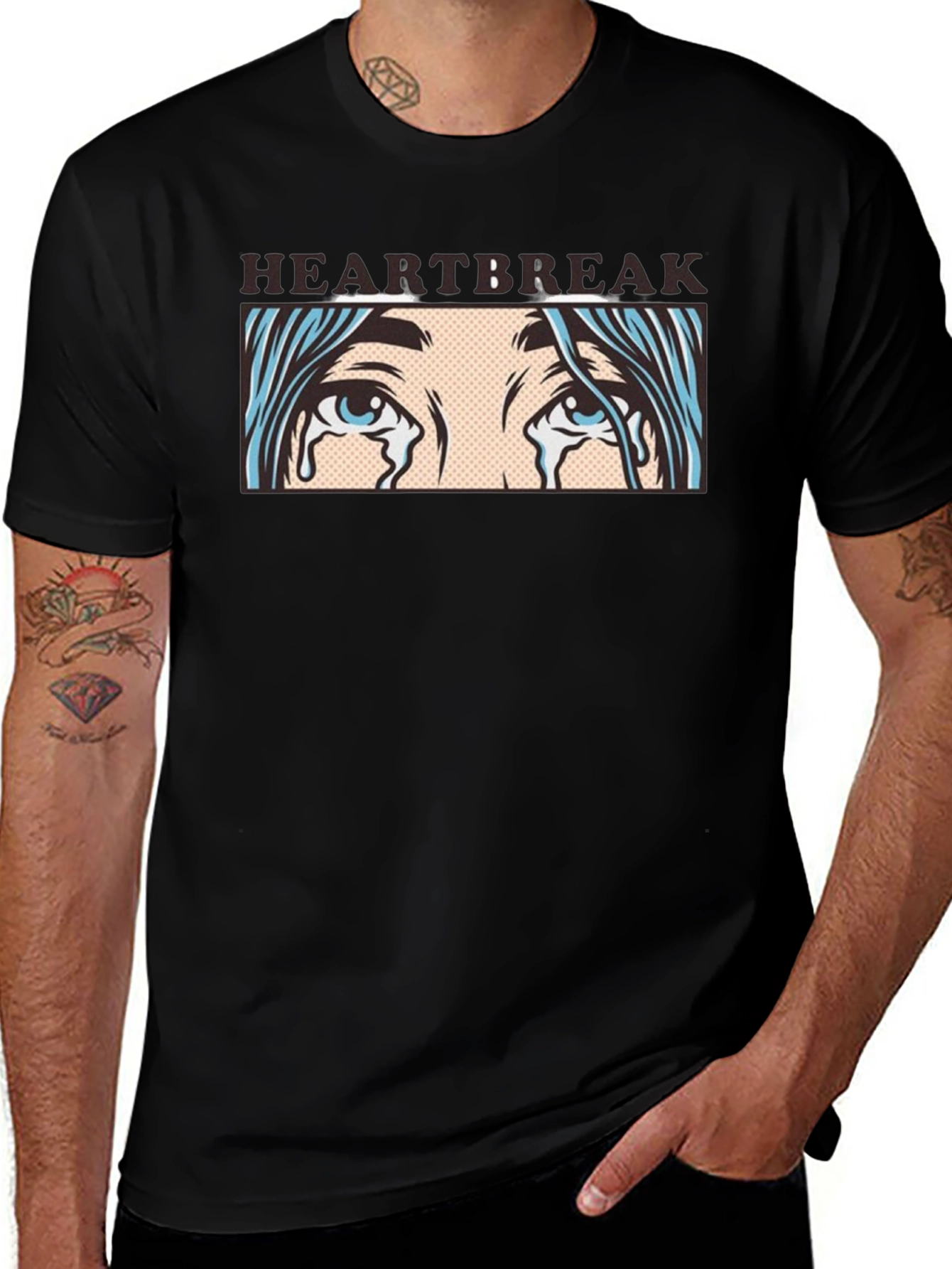 Black Heartbreak Graphic T-Shirt - Unisex Black Tee main image