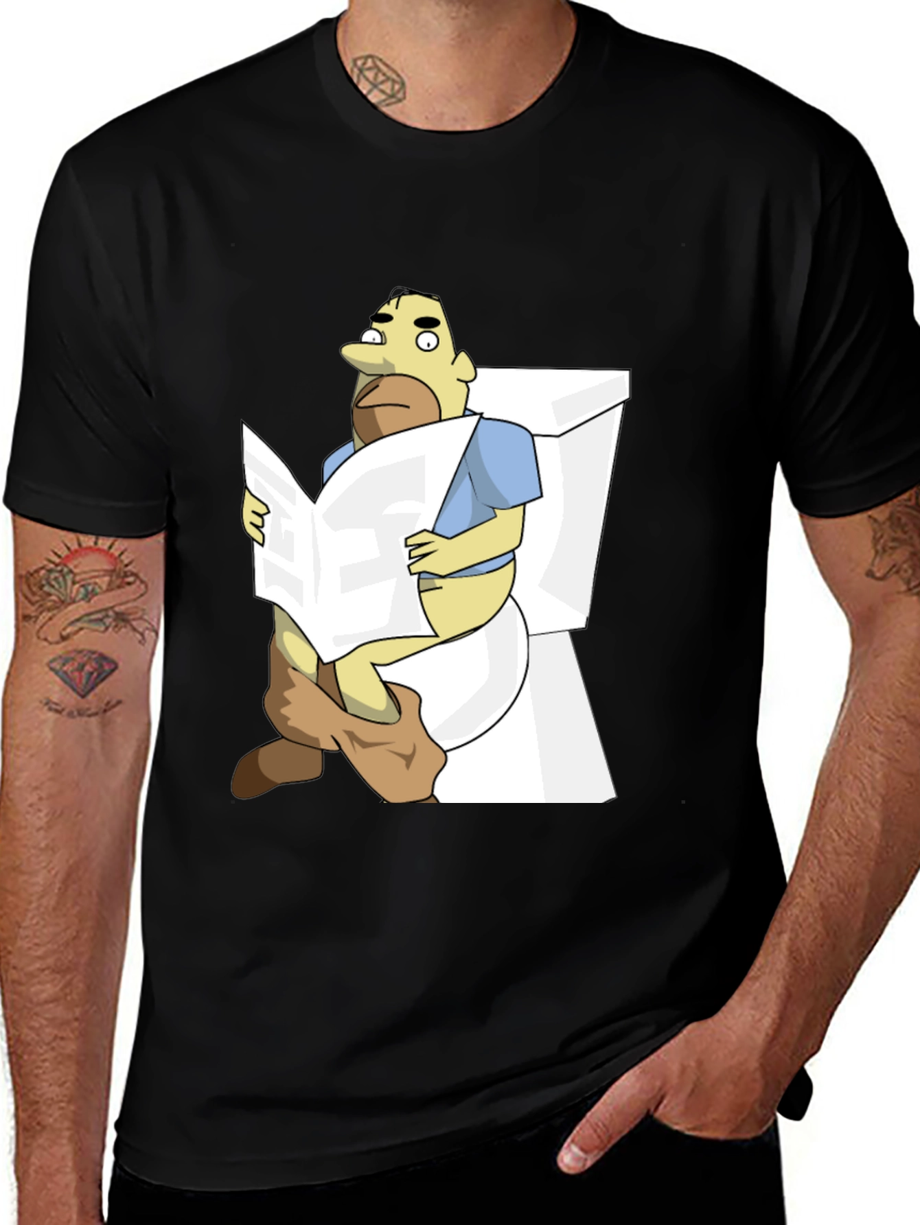 Variant 26 of Toilet Humor T-Shirt - Cartoon Man Reading
