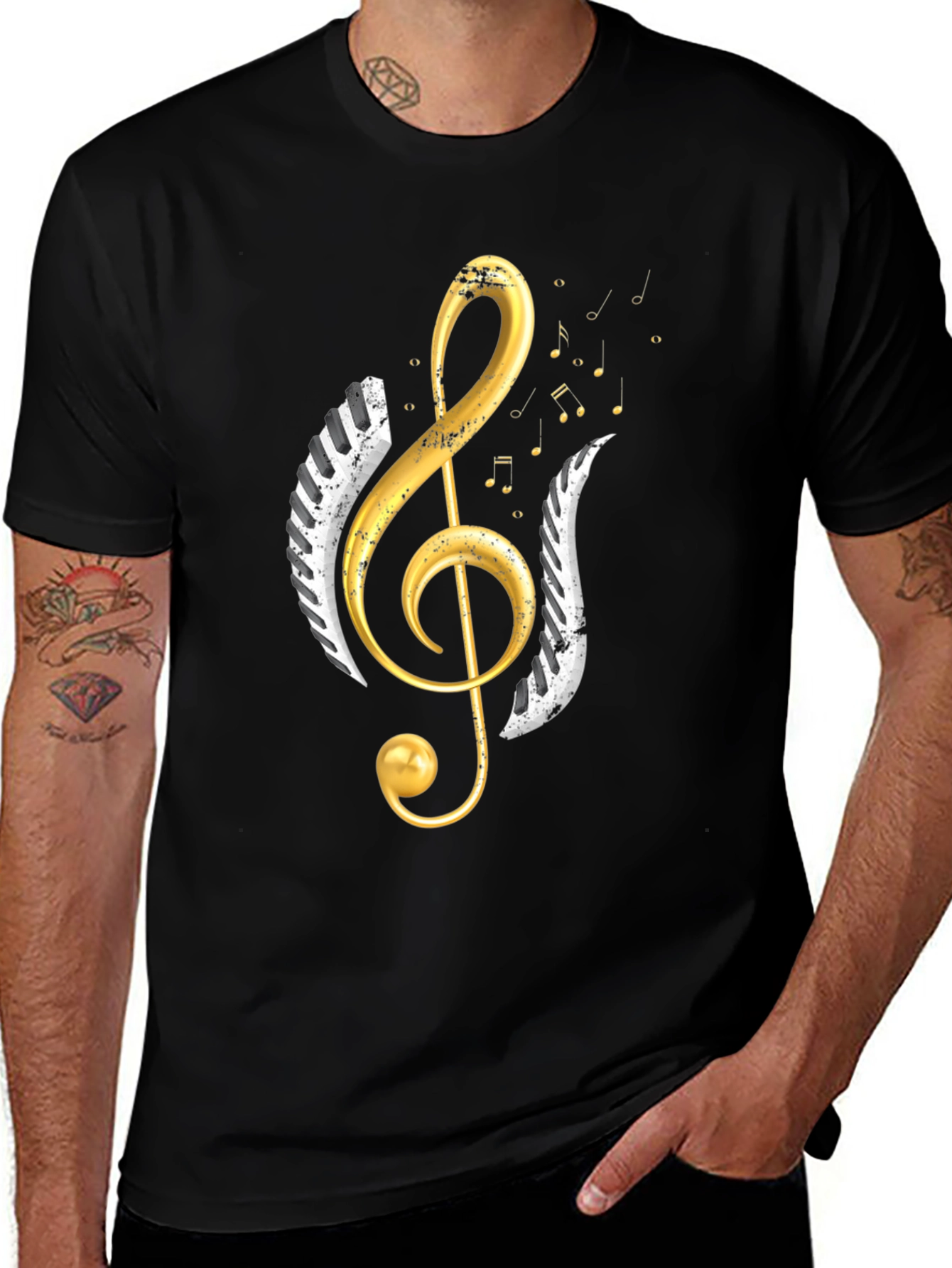 Variant 6 of Musical Treble Clef Graphic Tee - Black