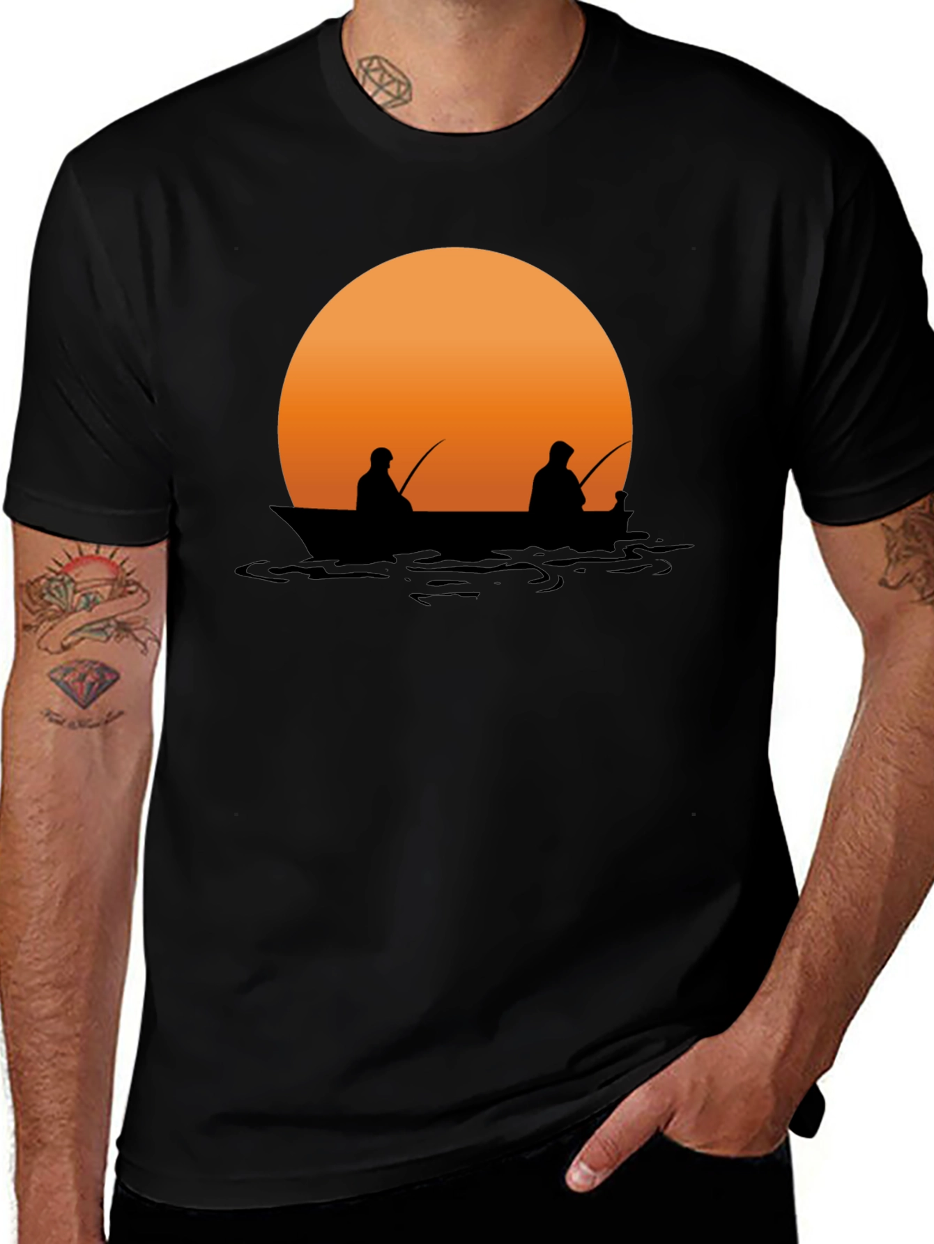 Variant 20 of Sunset Fishing Graphic Tee - Relaxed Comfort