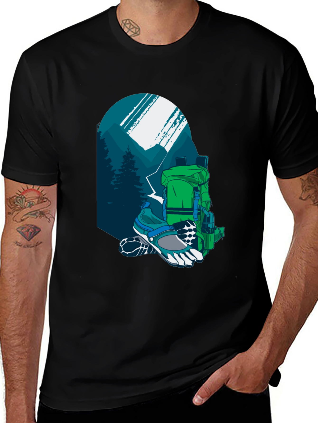Black Hiking Adventure Graphic Tee main image