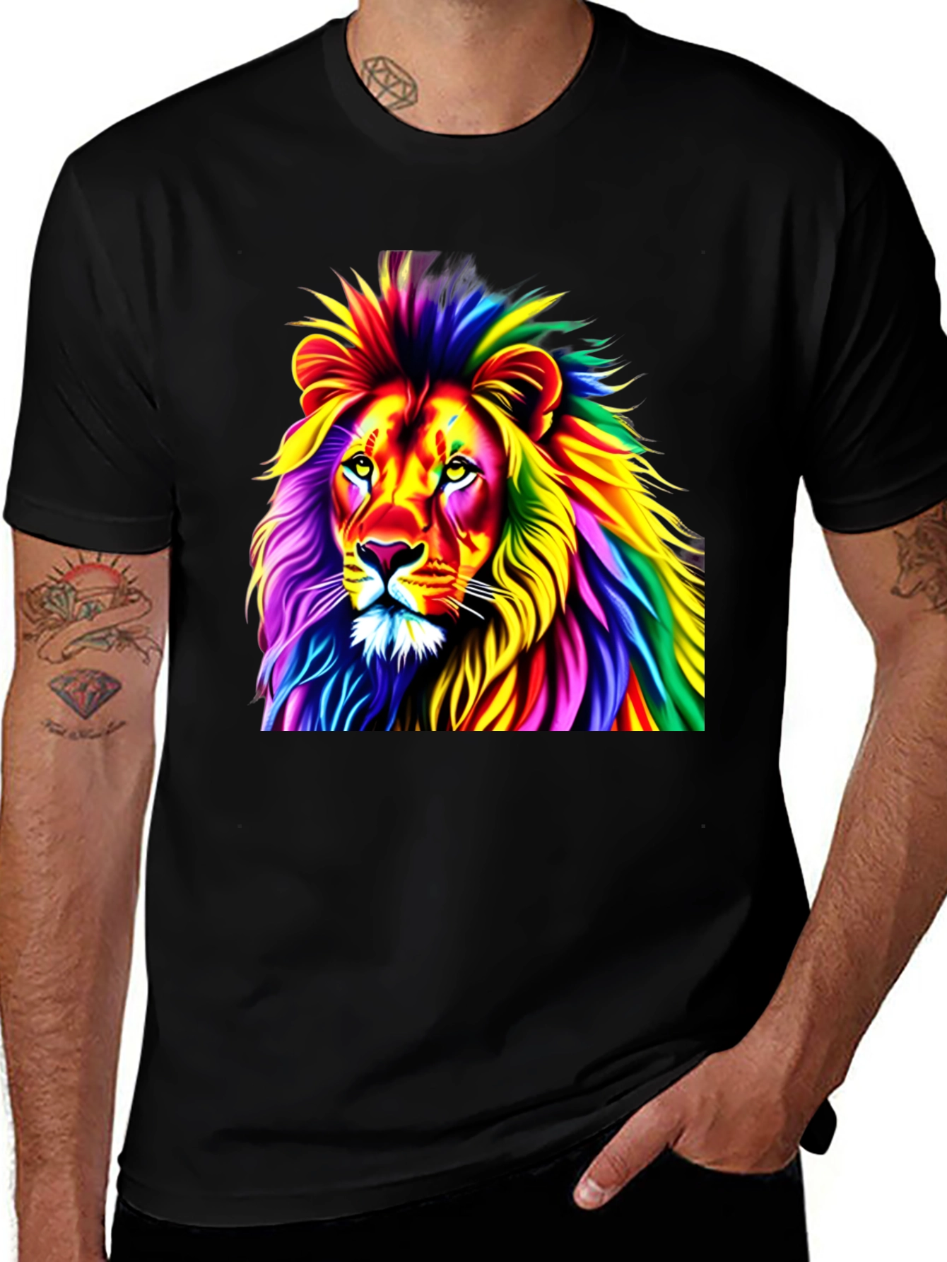 Variant 14 of Rainbow Lion Graphic Tee - Bold Style