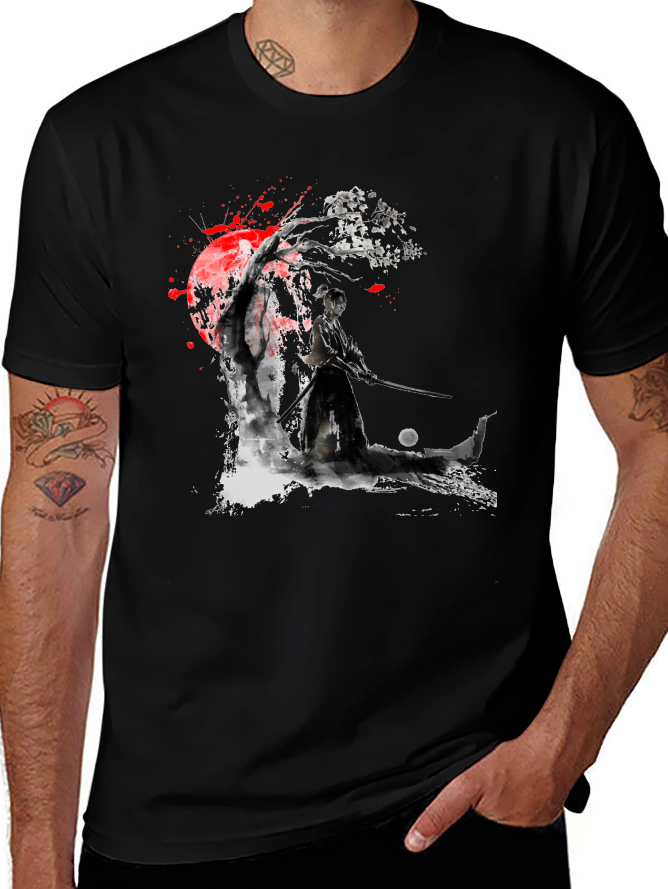 Variant 20 of Samurai Warrior Black Graphic T-Shirt