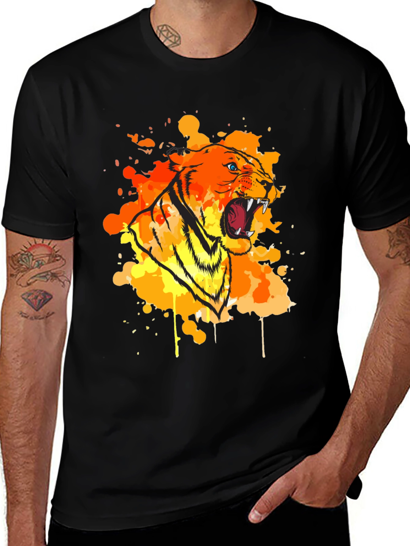 Variant 18 of Fiery Tiger Graphic Tee - Bold Animal Print T-Shirt