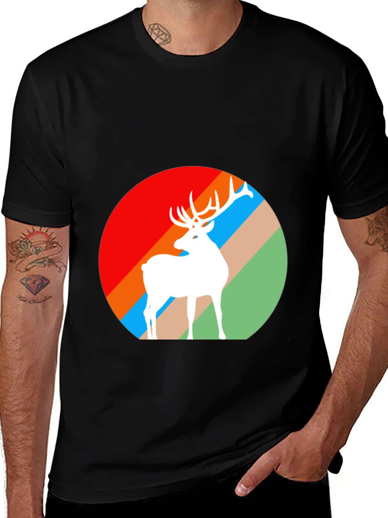 Variant 21 of Deer Silhouette T-Shirt - Retro Style Men's Tee