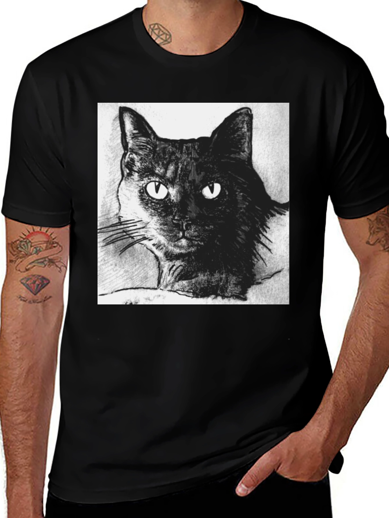 Variant 21 of Black Cat Portrait Graphic T-Shirt