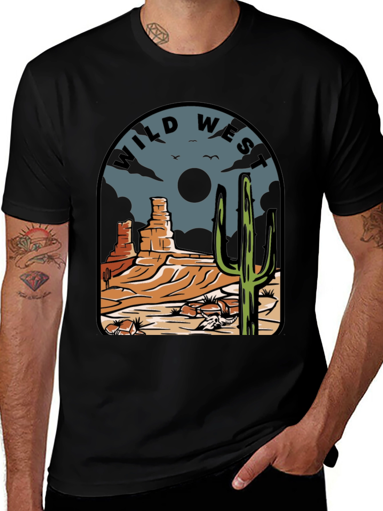 Wild West Graphic Tee - Desert Cactus Scene