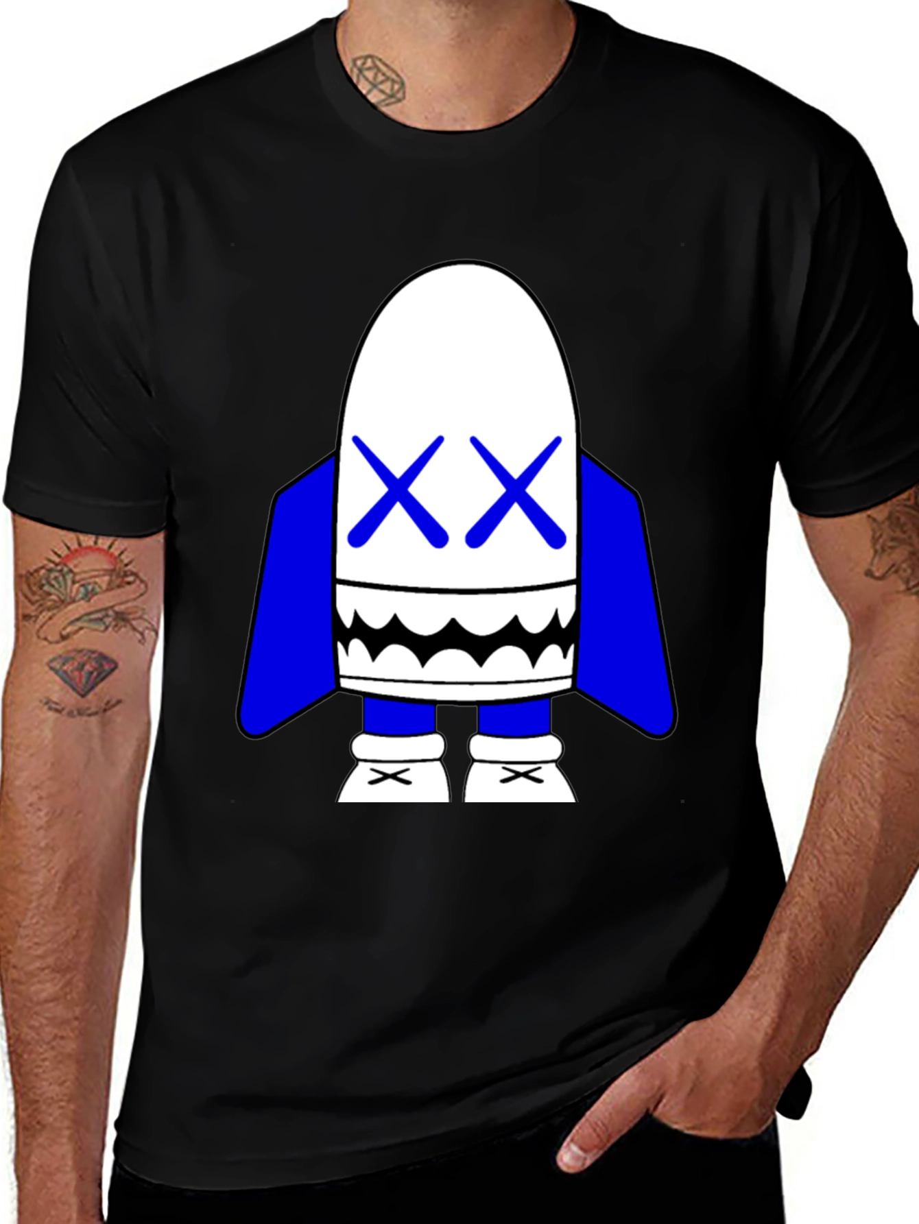 Variant 2 of Black T-Shirt with Cartoon Character Graphic