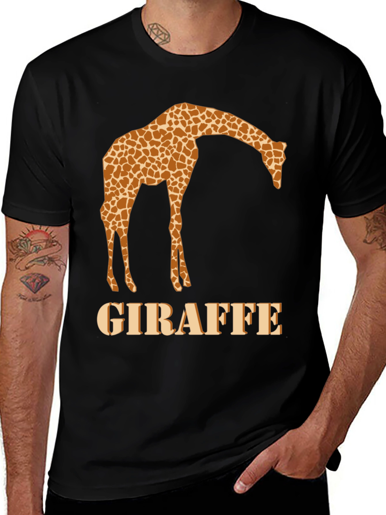 Variant 26 of Giraffe Graphic T-Shirt - Black