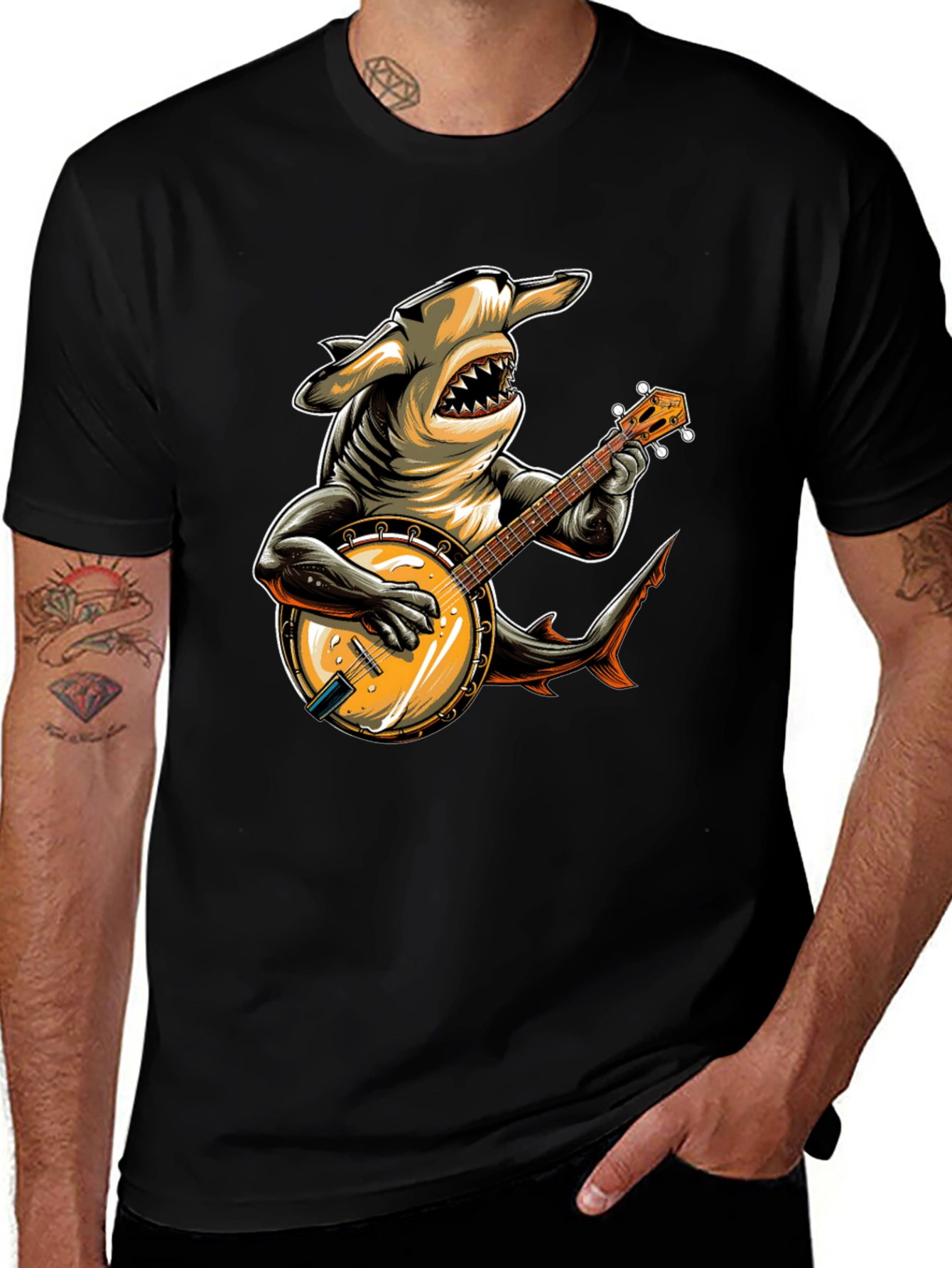 Variant 26 of Shark Banjo Player Graphic T-Shirt