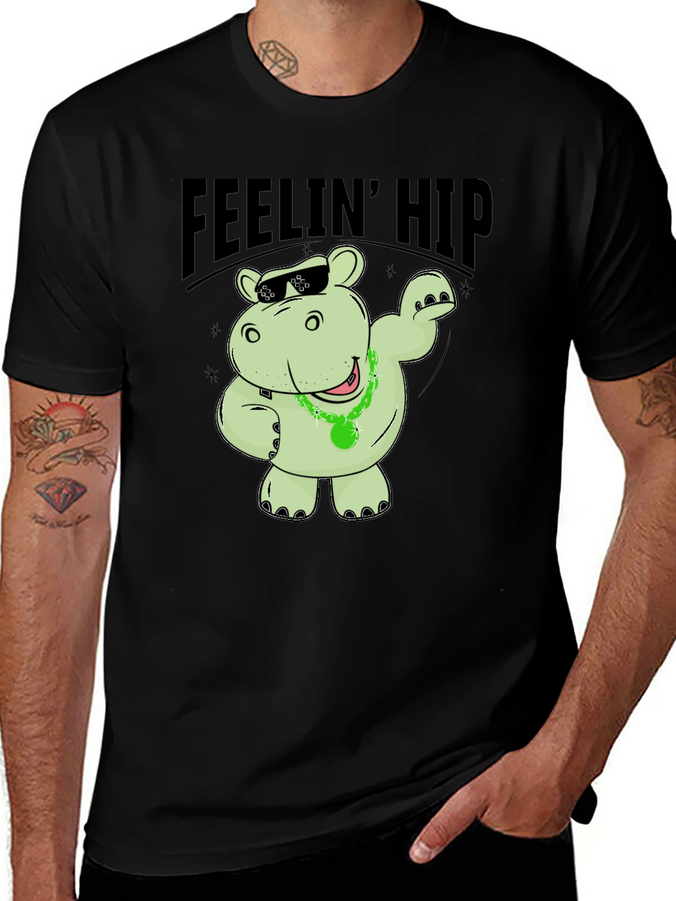 Variant 26 of Feelin' Hip T-Shirt - Cool Hippo Design