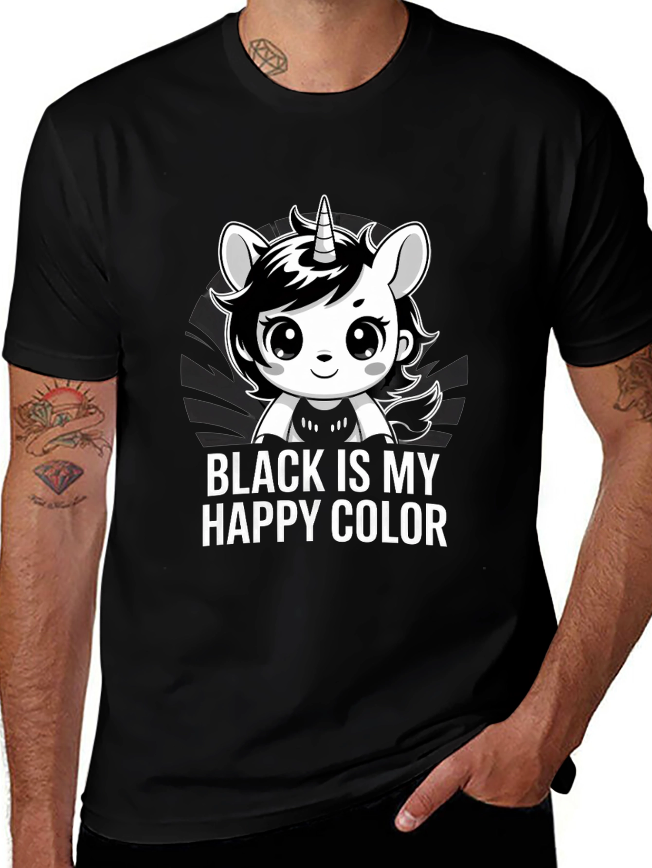 Variant 11 of Black is My Happy Color Unicorn T-Shirt