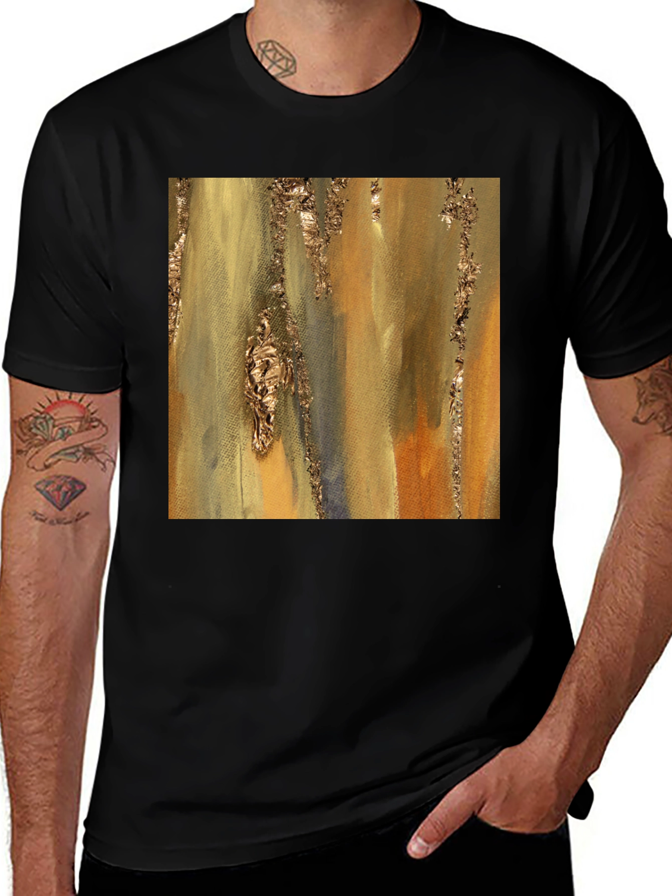 Variant 5 of Abstract Gold Foil Art Black T-Shirt
