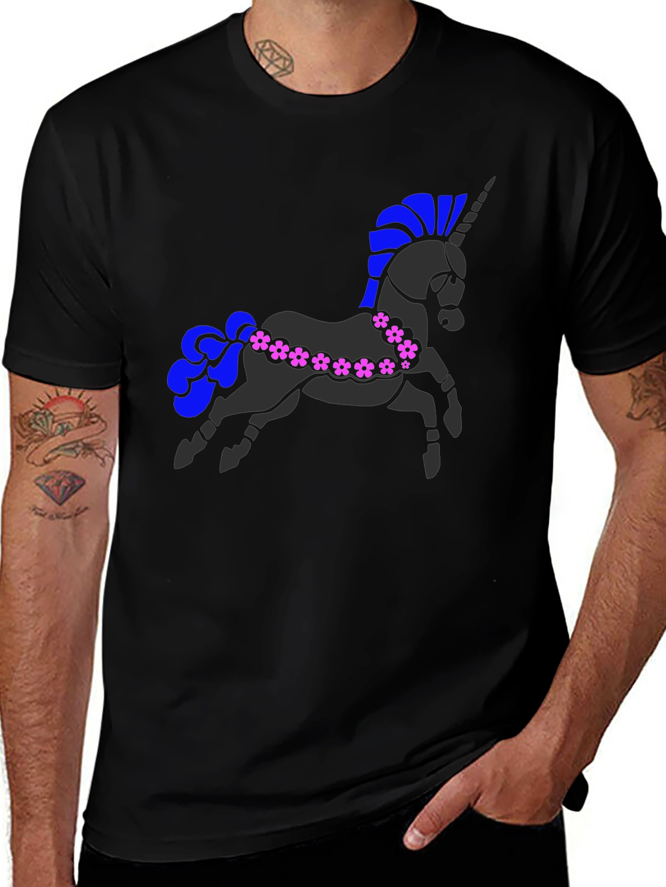 Variant 25 of Unicorn Graphic Tee - Black Cotton Comfort