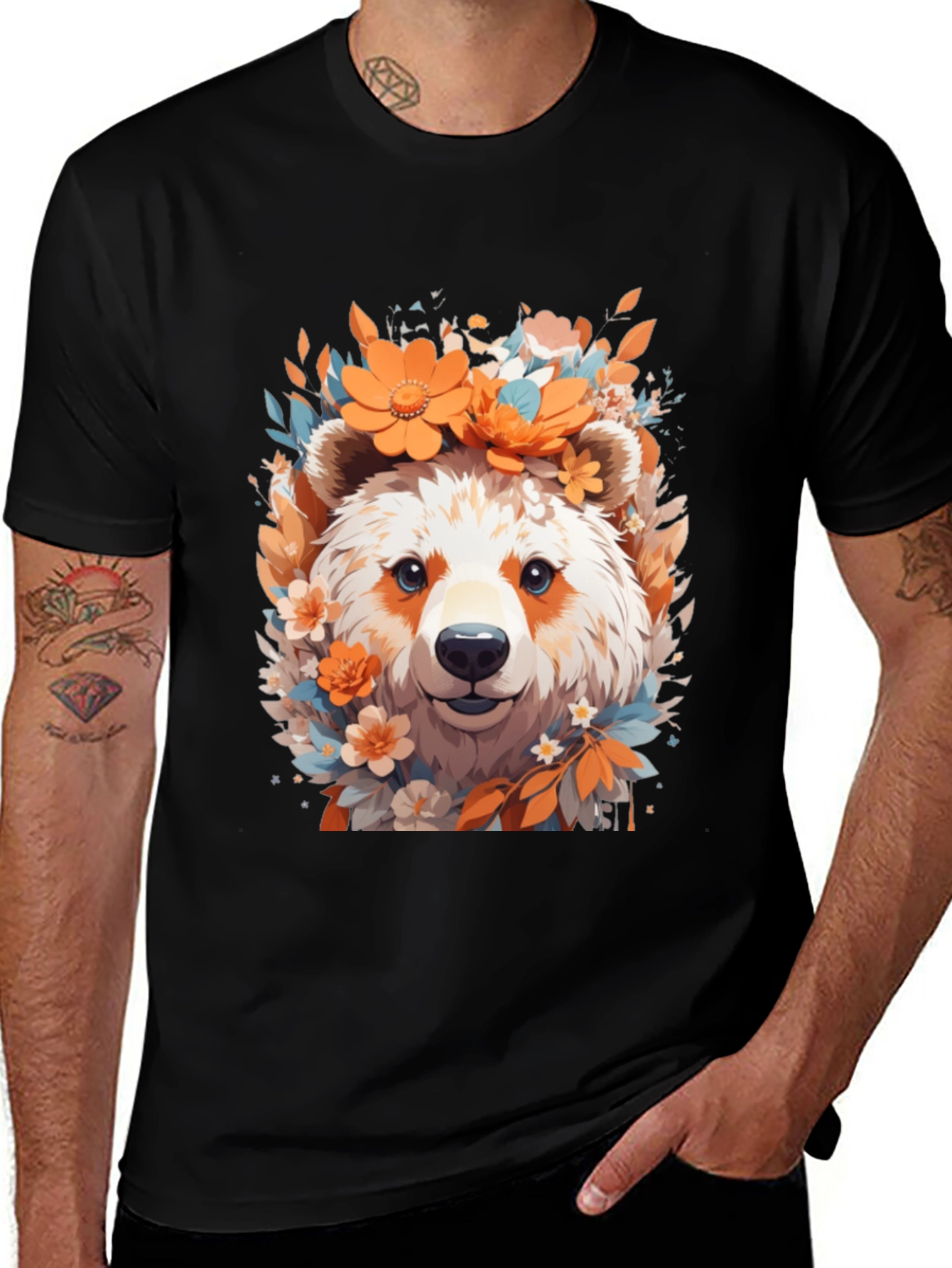 Variant 10 of Floral Bear Graphic T-Shirt