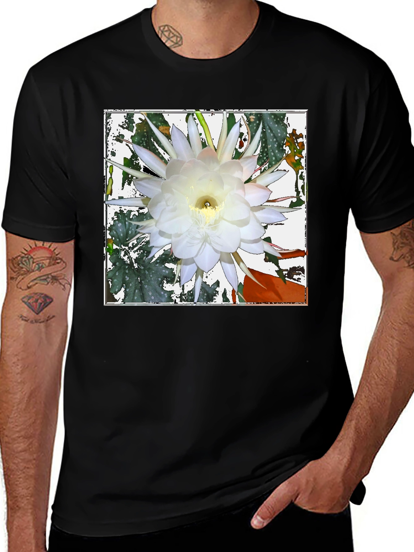 Variant 29 of Floral Graphic Tee - Night Blooming Cereus Design