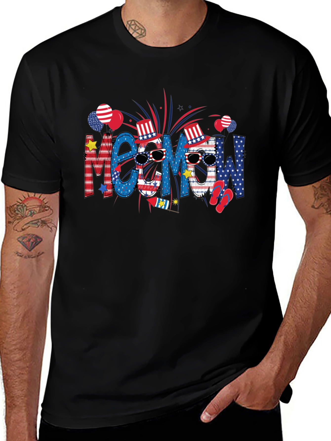 Meow! USA Patriotic T-Shirt - Summer Fourth of July Tee