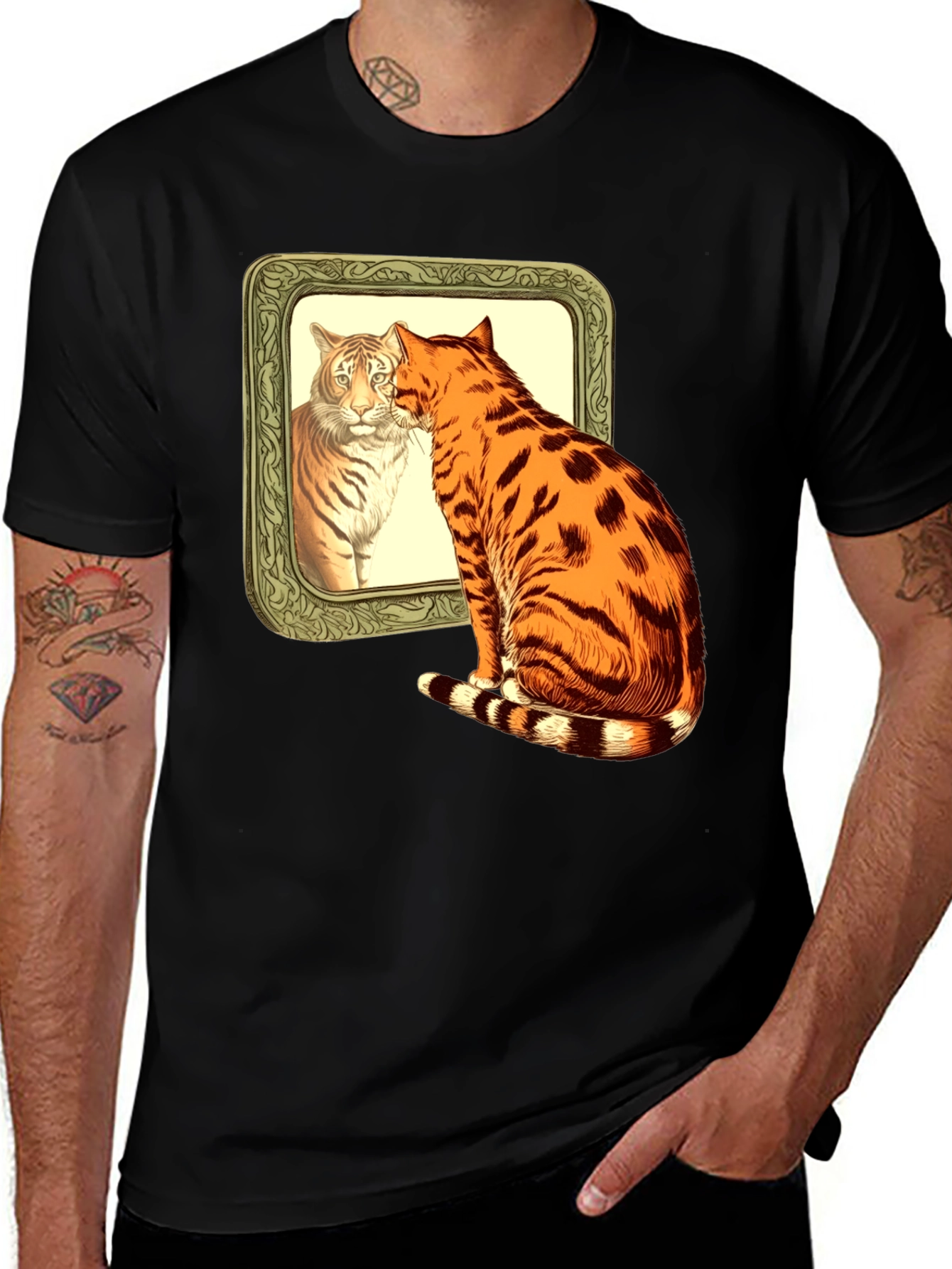 Variant 29 of Cat Tiger Reflection Graphic T-Shirt