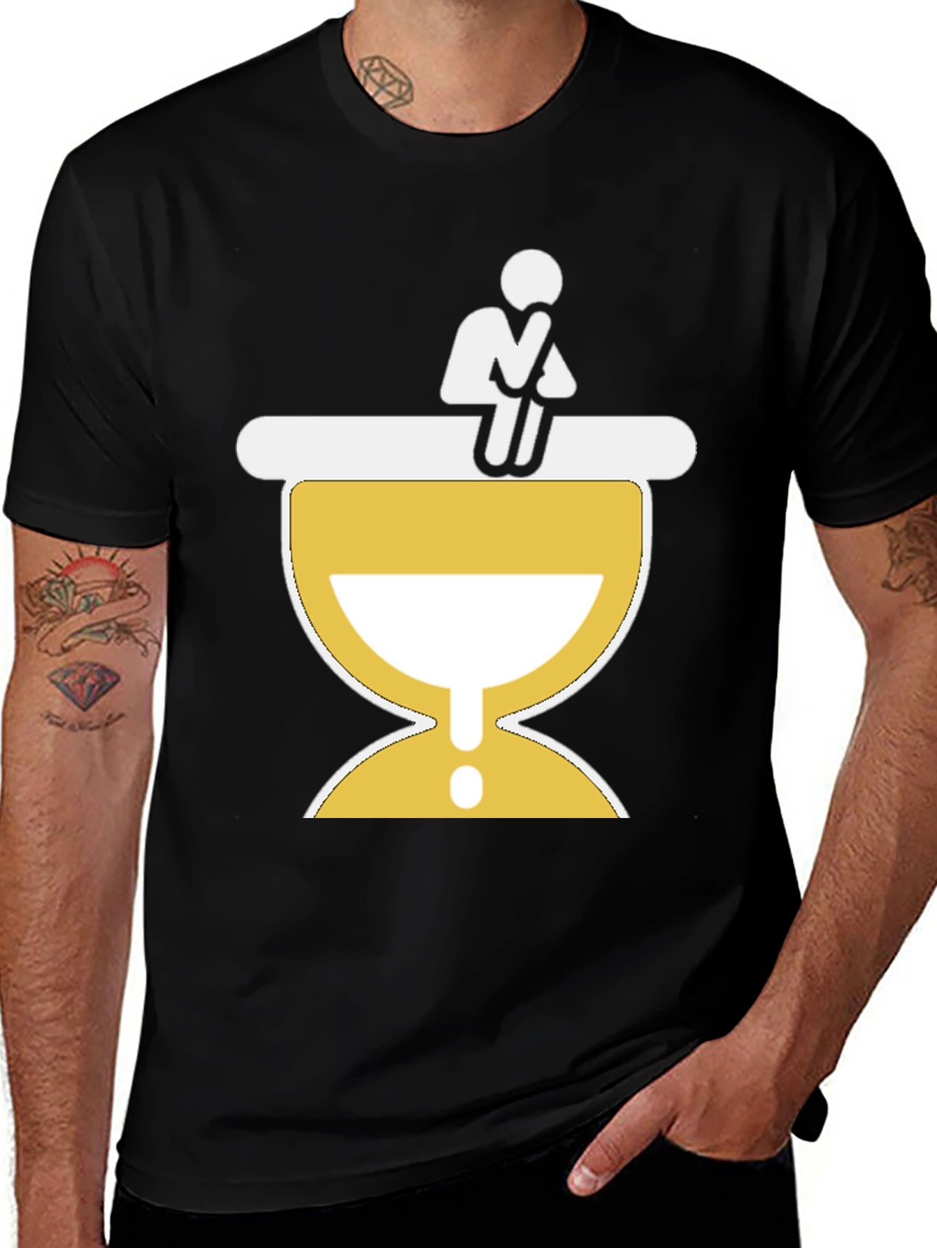 Variant 3 of Contemplation Time T-Shirt - Hourglass Design