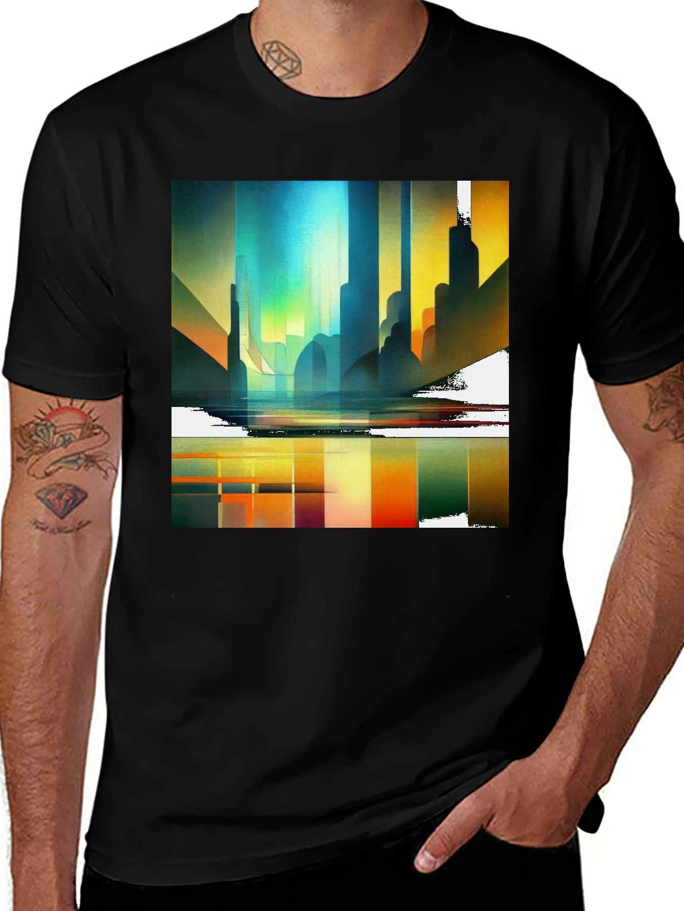 Variant 13 of Abstract Cityscape Graphic Tee - Modern Style